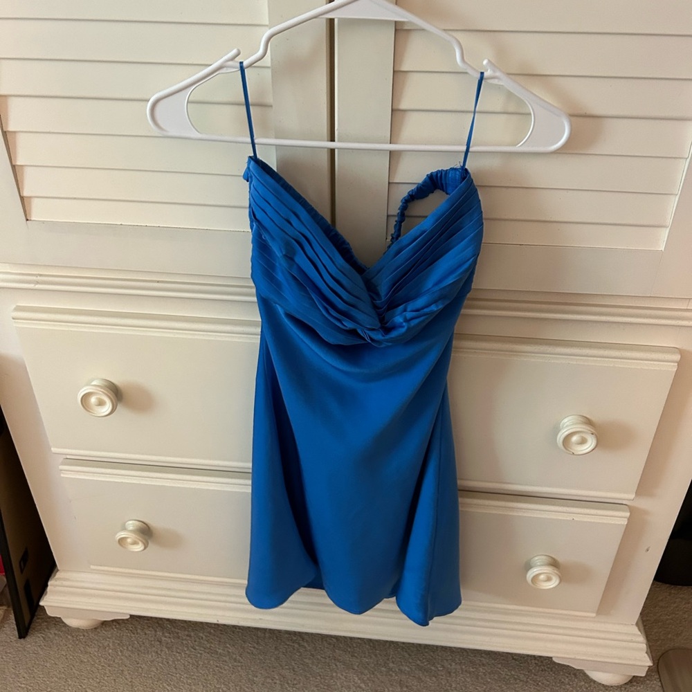 Blue Strapless Mini Dress